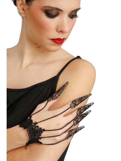 HANDSCHMUCK SPITZE UND METALL SCHWARZ 15CM X 1CM X 22CM