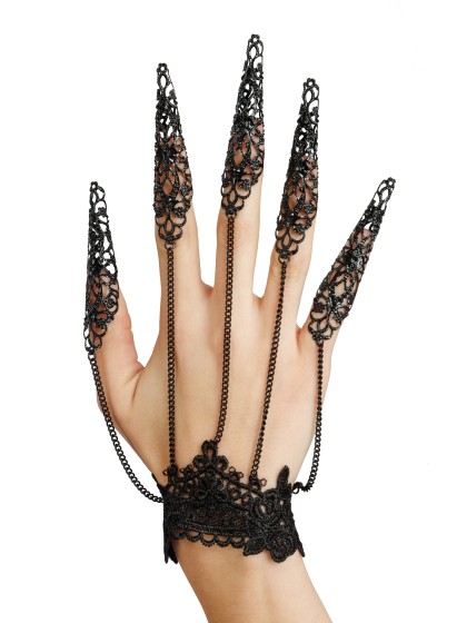 HANDSCHMUCK SPITZE UND METALL SCHWARZ 15CM X 1CM X 22CM