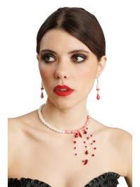 ACCESSORIES 2 PCS SET - BLOODY BEADS NECKLACE AND EARRINGS NECKLACE: 35CM X 0.5CM X 12CM EARRINGS: 0.8CM X 0.8CM X 6CM