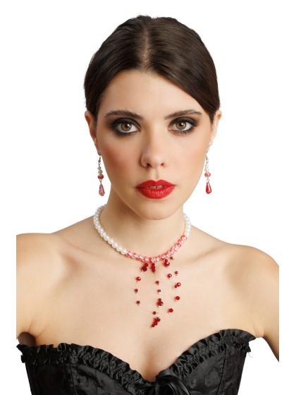 ACCESSORIES 2 PCS SET - BLOODY BEADS NECKLACE AND EARRINGS NECKLACE: 35CM X 0.5CM X 12CM EARRINGS: 0.8CM X 0.8CM X 6CM