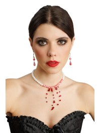 ACCESSORIES 2 PCS SET - BLOODY BEADS NECKLACE AND EARRINGS NECKLACE: 35CM X 0.5CM X 12CM EARRINGS: 0.8CM X 0.8CM X 6CM