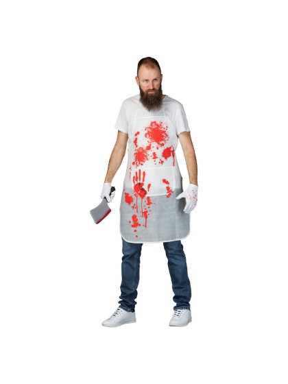KILLER SET - 3 PCS APRON GLOVES KNIFE APRON: 62CM X 1CM X 84CM GLOVES: 9CM X 21CM KNIFE: 2.5CM X 2.5CM X 33CM