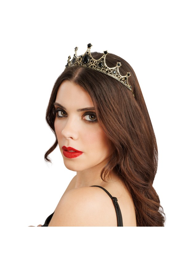 KRONE DIADEM PERLEN SCHWARZ 15.5CM X 12CM X 5CM