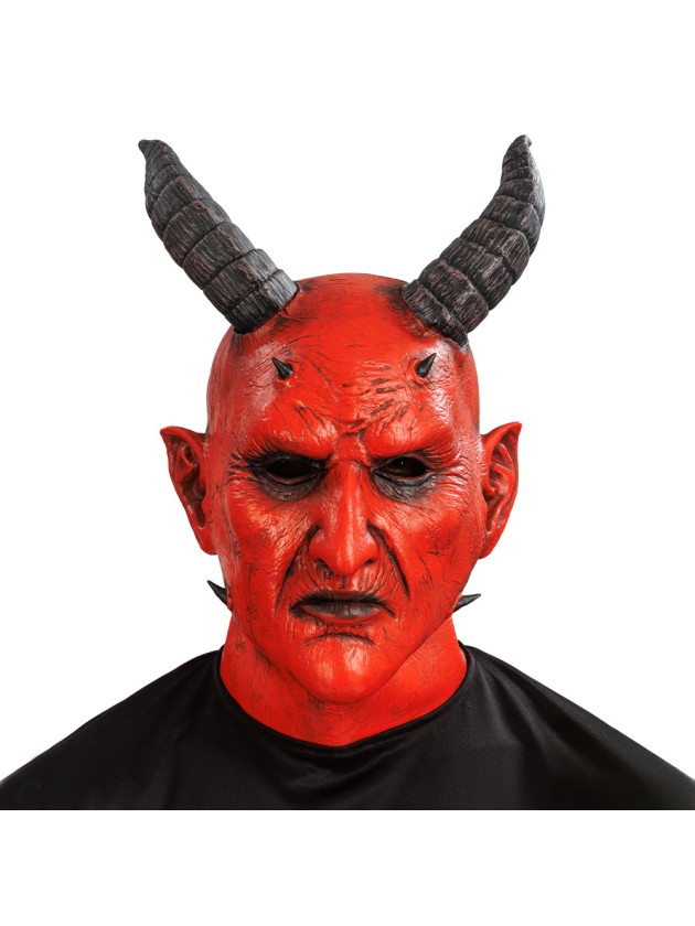 MASQUE LATEX KRAMPUS ROUGE 26CM X 26CM X 38CM