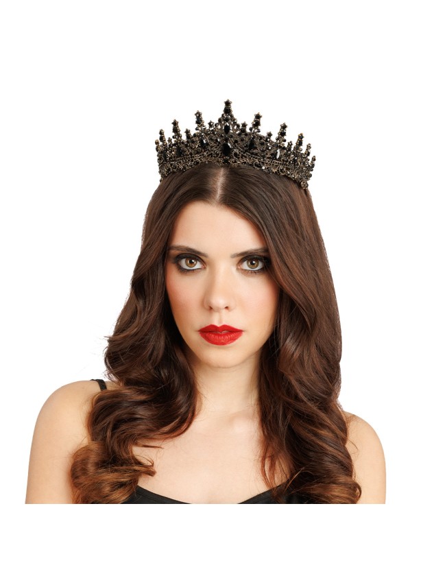 COURONNE DIADEME PIERRES NOIRES GOTHIC QUEEN 16.5CM X 15CM X 6.5CM