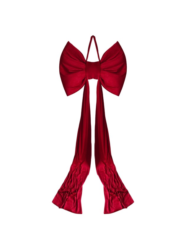 NOEUD VELOURS ROUGE XXL 80CM X 8CM X 220CM