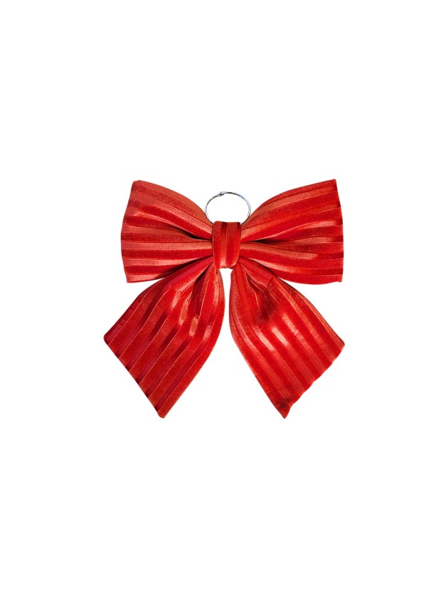 NOEUD VELOURS ROUGE TEXTURE 34CM X 5CM X 36CM