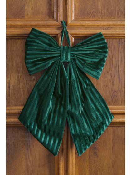 GREEN VELVET TEXTURED BOW 45CM X 4CM X 60CM