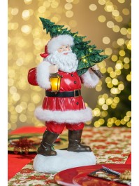 PERE NOEL RESINE/FOURRURE SAPIN LED 24.6CM X 18CM X 44CM