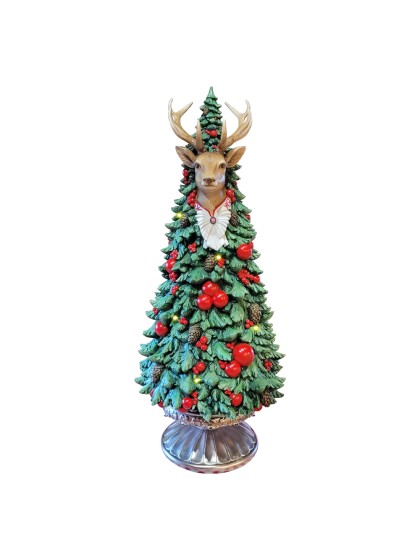 SAPIN RESINE LED TETE DE RENNE DIA 21.3CM X 51CM