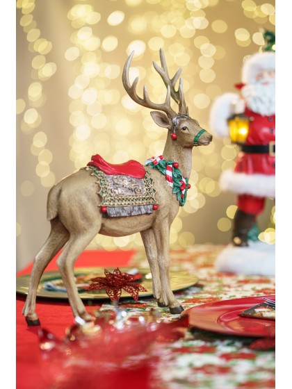 RENNE DU PERE NOEL RESINE 30.5CM X 14CM X 40CM