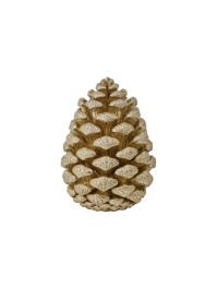 POMME DE PIN RESINE OR GIVRE PM DIA 14CM X 19.3CM