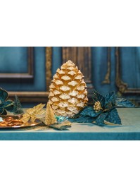 POMME DE PIN RESINE OR GIVRE GM DIA 19CM X 25.7CM