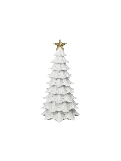 SAPIN BLANC RESINE AVEC ETOILE DOREE PM DIA 18.8CM X 38.2CM
