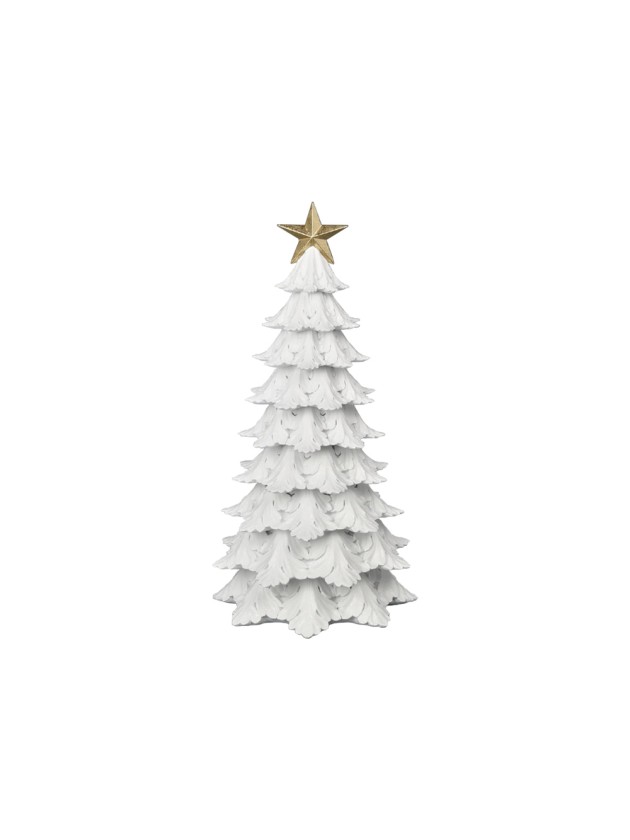 SAPIN BLANC RESINE AVEC ETOILE DOREE PM DIA 18.8CM X 38.2CM