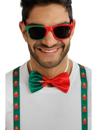 PORTUGAL SUPPORTER 3PCS SET SUSPENDERS 2.5CM X 0.5CM X 100CM BOW TIE 13CM X 1.5CM X 7CM GLASSES 14.5CM X 4.5CM