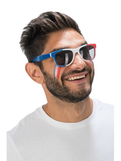 FRANCE SUPPORTER 3PCS SET SUSPENDERS 2.5CM X 0.5CM X 100CM BOW TIE 13CM X 1.5CM X 7CM GLASSES 14.5CM X 4.5CM