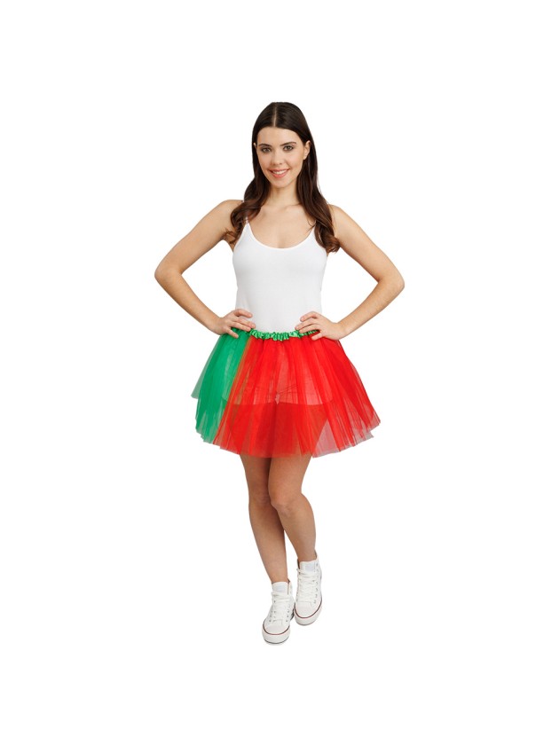 RED AND GREEN SUPPORTER TUTU ONE SIZE - 39CM