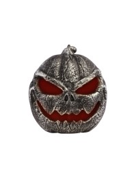 PLASTIC SILVER PUMPKIN WITH LED LIGHT 24CM X 11CM X 28CM