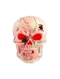 TETE DE MORT PLASTIQUE AVEC LED ROUGE 23CM X 25CM X 33CM