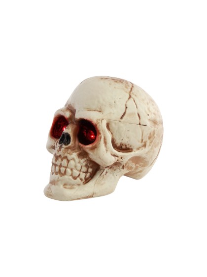 PLASTIC SKULL WITH LED LIGHT 11CM X 16CM X 13CM