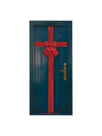 NOEUD DE PORTE ROUGE BRILLANT 33CM X 6CM X 40CM