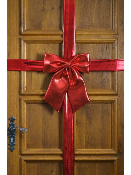 NOEUD DE PORTE ROUGE BRILLANT 33CM X 6CM X 40CM