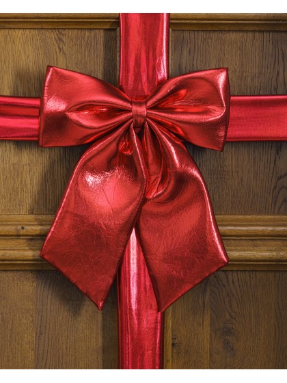 NOEUD DE PORTE ROUGE BRILLANT 33CM X 6CM X 40CM