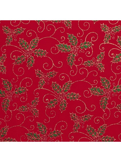 RED VELVET HOLLY TABLE RUNNER 28CM X 3M