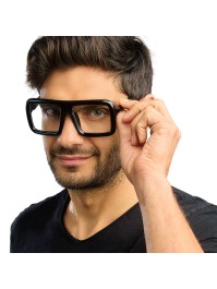 LUNETTES RETRO MONTURE EPAISSE VERRE TRANSPARENT 15CM X 15CM X 5.8CM
