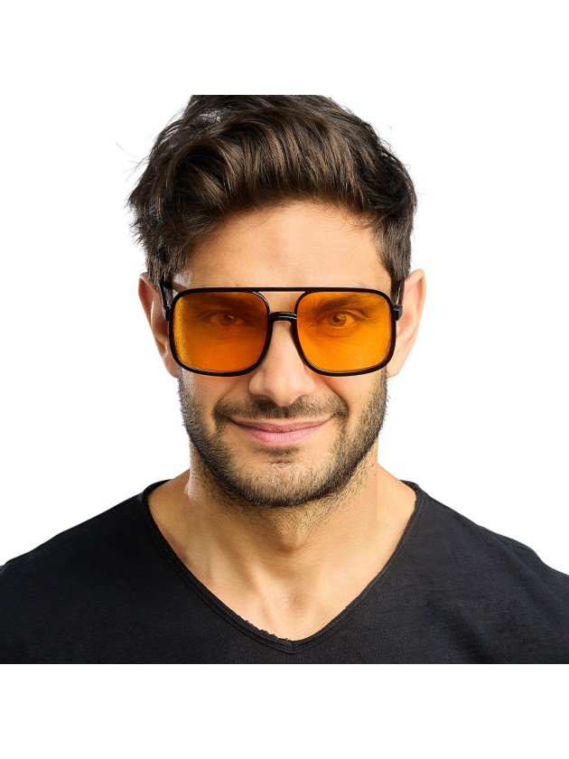LUNETTES RETRO VERRE ORANGE 14.5CM X 14.5CM X 6CM