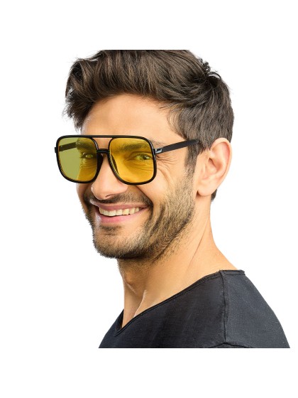 LUNETTES RETRO VERRE JAUNE 14.5CM X 14.5CM X 6CM