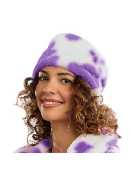 LILAC AND WHITE COW PRINT HEADBAND ONE SIZE