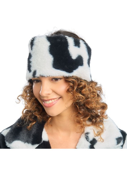 BLACK AND WHITE COW PRINT HEADBAND ONE SIZE