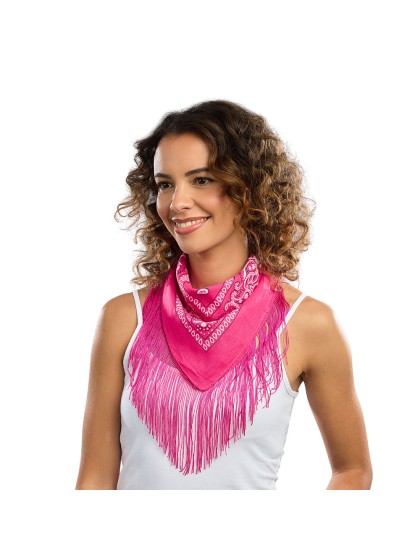 BANDANA MIT FRANSEN ROSA 54CM X 54CM