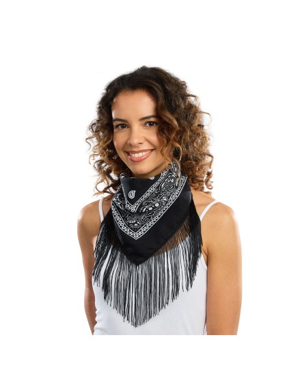 BANDANA MIT FRANSEN SCHWARZ 54CM X 54CM