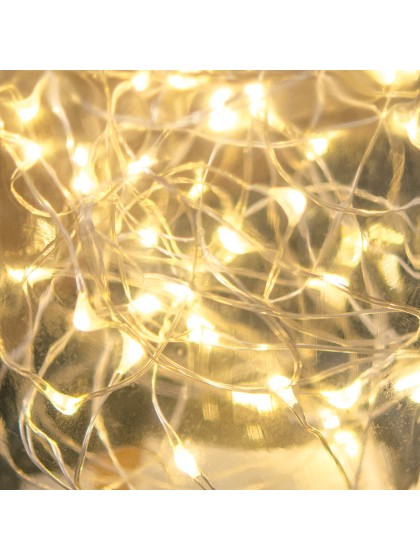GUIRLANDE 50 MINI LED BLANC CHAUD AVEC TIMER 5M