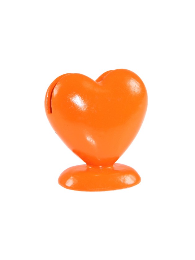 8 PORTE CARTES COEUR RESINE  ORANGE 5CM