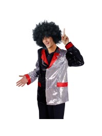 VESTON PAILLETTE NOIR ARGENT ROUGE S