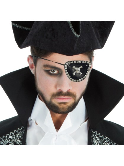CACHE-OEIL PIRATE AVEC TETE DE MORT ET STRASS 
