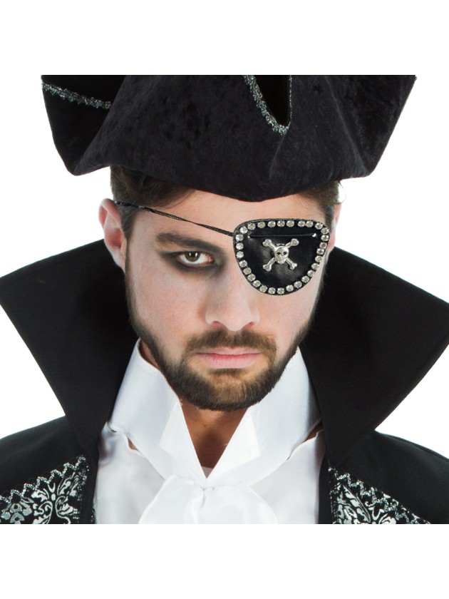 AUGENKLAPPEPIRAT MIT TOTENKOPF UND STRASS 