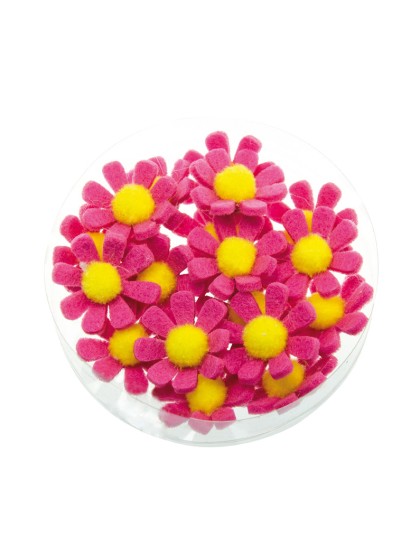 BOITE 18 FLEURETTES ADH FUCHSIA 3.5CM