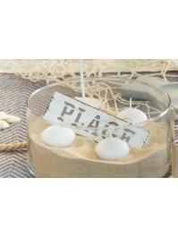 PANCARTE BOIS PLAGE A SUSP BLANC TAUPE 15CM X 4.5CM