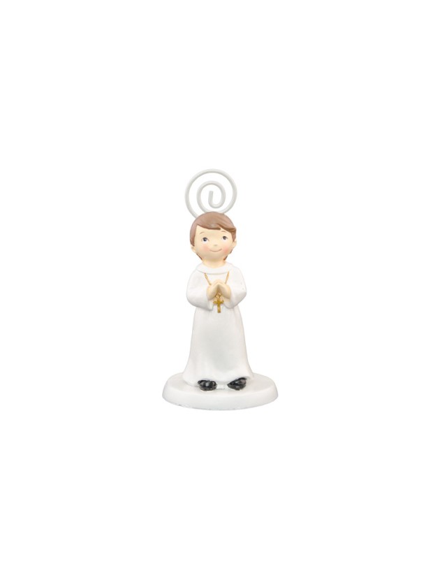 POLYRESIN COMMUNION BOY TABLE PLACE CARD HOLDER 5.5CM X 5.5CM X 10.5CM