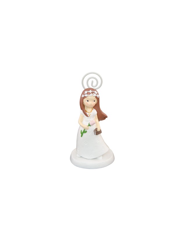 POLYRESIN COMMUNION GIRL TABLE PLACE CARD HOLDER 5.5CM X 5.5CM X 10.5CM