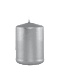 METALLIC SILVER PILLAR CANDLE 6CM X 10CM