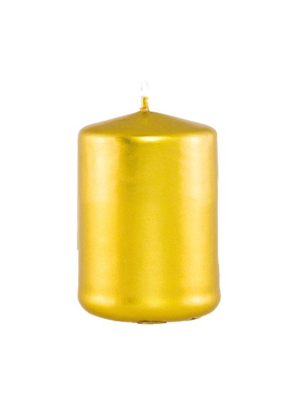 METALLIC GOLD PILLAR CANDLE 6CM X 10CM