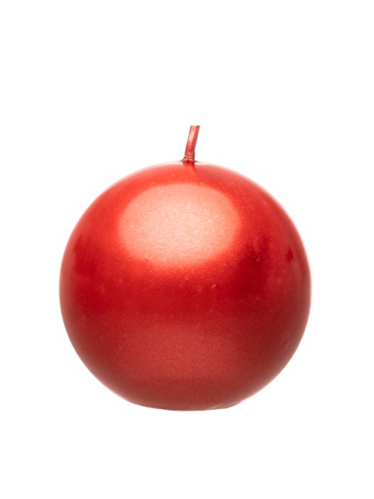 BOUGIE BOULE ROUGE METAL DIA 6CM
