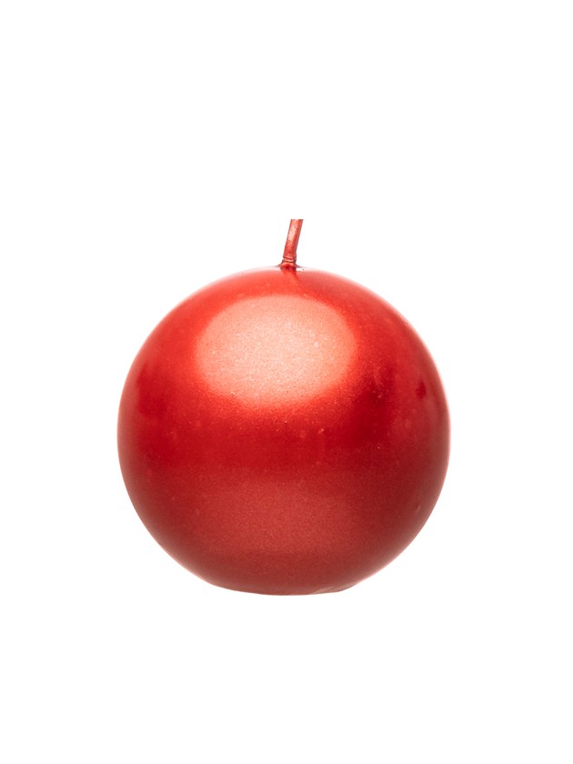 BOUGIE BOULE ROUGE METAL DIA 6CM