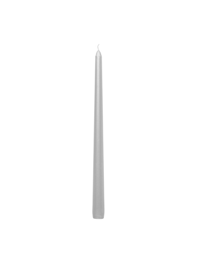 SET OF 2 METALLIC SILVER TAPER CANDLES 30CM